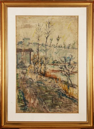 DOLCI MARTINO (1912 - 1994) Studio per paesaggio. Olio su cartone. Cm 42,00 x...