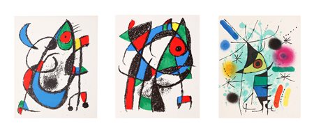 MIRO' JOAN (1893 - 1983) Lotto composto da n.3 fogli. Litografia. Cm 26,00 x...