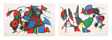 MIRO' JOAN (1893 - 1983) Lotto composto da n.2 fogli. Litografia. Cm 52,00 x...