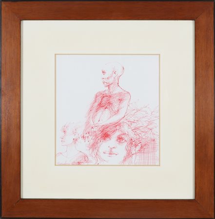 MOTTI GIUSEPPE (1908 - 1990) Senza titolo. Biro su carta. Cm 21,00 x 22,50....