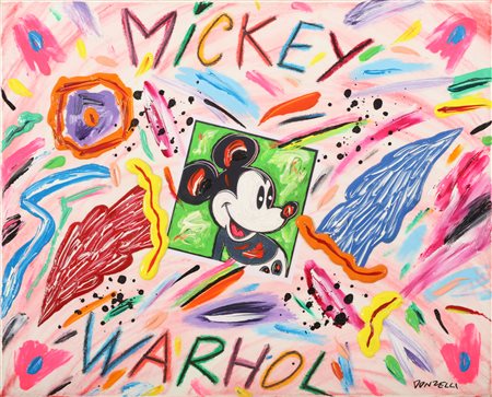 DONZELLI BRUNO (n. 1941) Mickey Warhol. Olio su tela . Cm 50,00 x 40,00....