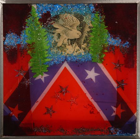 RONDA OMAR (n. 1947) Flag - frozen. 2003. Plastic. Cm 71,00 x 71,00. Al retro...