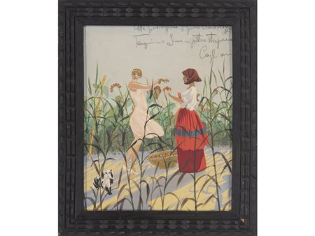 Tarquinio Sini (1891–1943), Tempera su cartoncino,Contrasti 29,5x24 cm