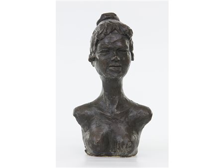 Rinello Brusi (1934), Bronzo,Volto di ragazza 29 cm