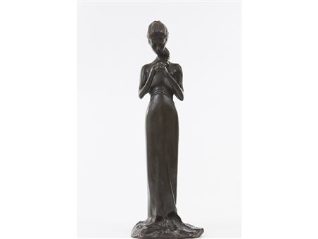 Paolo Troubetzkoy (1866-1938), Bronzo,Ragazza con treccia 45 cm