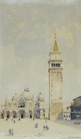 Antonietta Brandeis Miskovitz 1849-Firenze 1926 "Piazza San Marco" cm. 27x16...