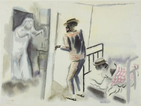 George Grosz 1893-1959 "Burlesk, 42nd street" (1932) cm. 48x63 - acquerello...