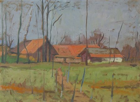 Pittore del '900 "Campagna slovena" cm. 36x49 - olio su faesite