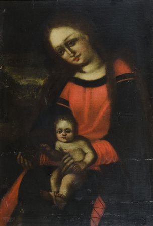 Maestro inizio XIX secolo "Madonna con bambino" cm. 76x52 - olio su tela...