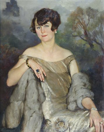 Aldo Severi 1876-1956 "Gentildonna" cm. 103x85 - olio su tela Firmato b. a s.