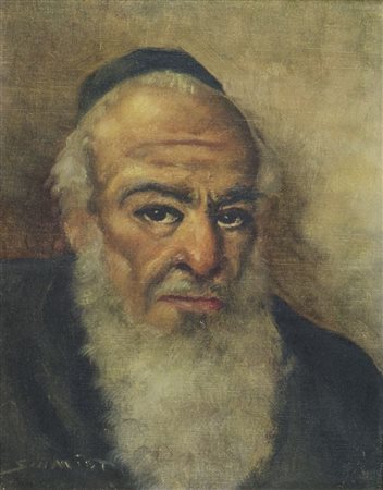 Maestro inizi '900 "Uomo con kippah" cm. 25x20 - olio su cartone telato...