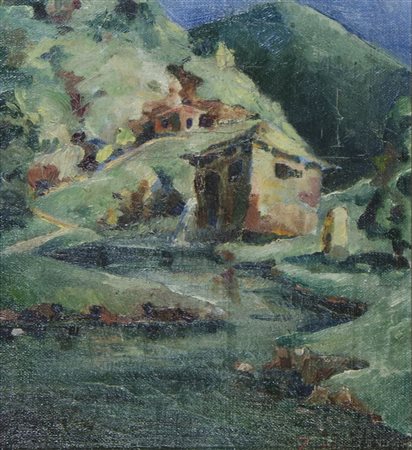 Klavdij Zornik 1910-? "Piccolo paesaggio" cm. 23x20 - oio su tavola Firmato...