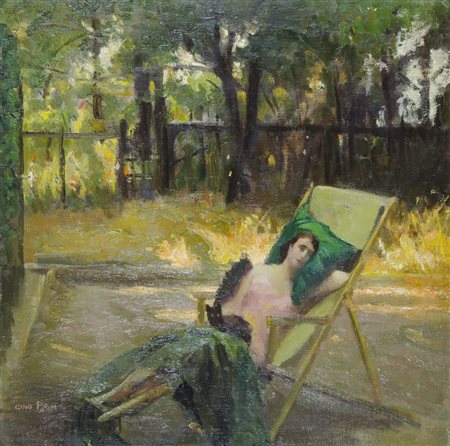 Gino Parin Trieste 1876 Dachau 1944 "Riposo in giardino" cm. 70x70 - olio su...