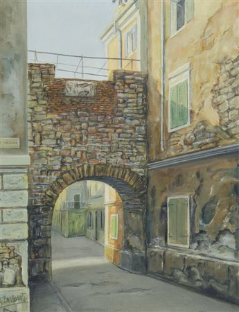 Aldo Bressanutti 1923 "Muggia, la Calle" cm. 43x33 - olio su cartone Firmato...