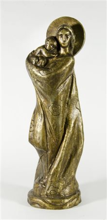 Tone Kralj 1900-1975 "Madonna" h. cm. 63 - scultura in bronzo dorato Firma...