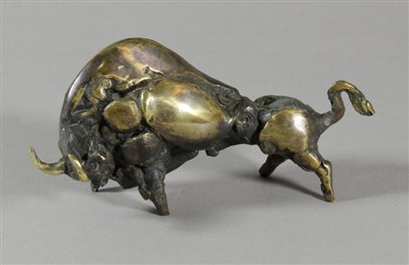 Janez Boljka 1931-2013 "Piccolo toro" lung. cm. 20 - scultura in bronzo...