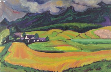 Joze Cesar 1907-1980 "Paesaggio verde" cm. 40x60 - tecnica mista su...