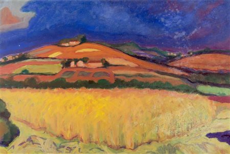 Joze Cesar 1907-1980 "Campo di grano" cm. 40x60 - tecnica mista su compensato...