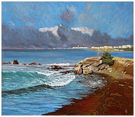 CIARDINI Spiaggetta ad Antignano 1994 Olio su tavola 35,5 x 42. Firma in b. a...