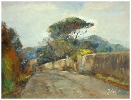 FEDERICO CRESCI Livorno 1941 Senza titolo Olio su tavola 25,5 x 33. Firma in...