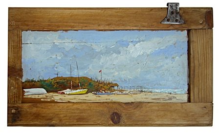 MASSIMO LOMI Livorno 1953 Libecciata 2016 Tempere su tavola 33 x 55. Firma in...