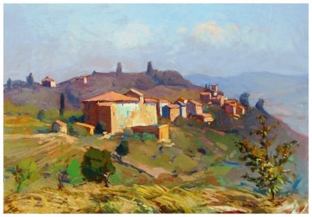 GIORGIO LUXARDO Livorno 1937 Paesaggio di Ripoli (Pisa) 1973 Olio su tela 40...