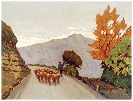 GIOVANNI LOMI Ardenza 1889 – Ardenza 1969 Autunno sul Bracco Olio su faesite...