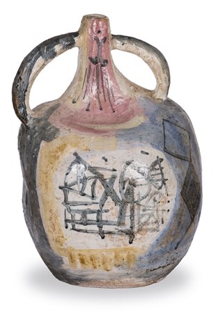 EMILIO SCANAVINO (1922-1986)Vaso - Senza Titolo, 1952Maiolica policroma a...