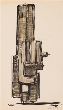 GUALTIERO NATIVI (1921-1999) Studio per scultura, 1977 China su cartoncino cm...