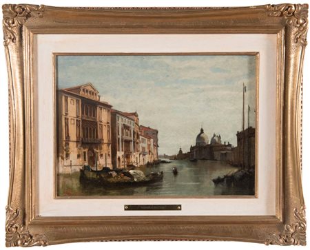 Raffaele Faccioli (Bologna 1846 – 1916), “Scorcio di Venezia”. Olio su tela,...