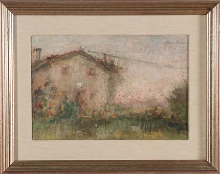 Norma Mascellani (Bologna 1909 - 2009), “Paesaggio con casa”, Anni '40. Olio...