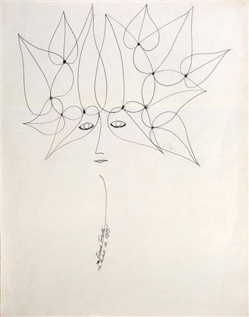 GIO PONTI (1891 - 1979) Senza titolo 1969 Disegno a china 28 x 21,5 cm Dedica...