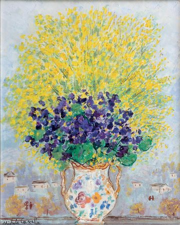 MICHELE CASCELLA (1892 - 1989) Vaso di fiori 1972 Olio su tela 50 x 40 cm...