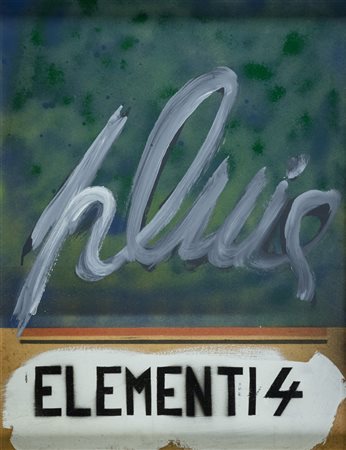 Julien Blaine (Rognac 1942) Elementi, 1991 Tecnica mista su tavola, cm....