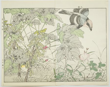 Keinen Imao ( 1845 1924) Natura Xilografia su carta di cm. 37x46. Firmata sul...