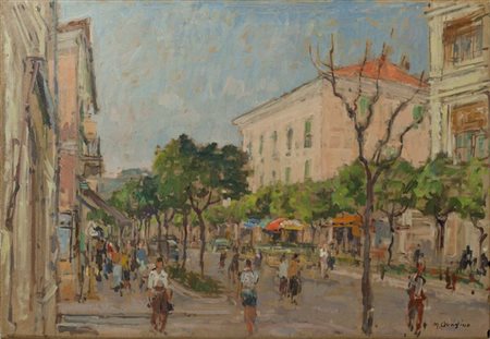 QUAGLINO MASSIMO Refrancore (AT) 1899 - 1982 Torino "Lungo le strade" 50x70...