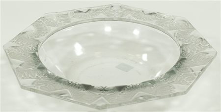 LALIQUE RENE' "Coppa Chantilly" Diam 26,5 vetro bianco Opera marcata incisa...