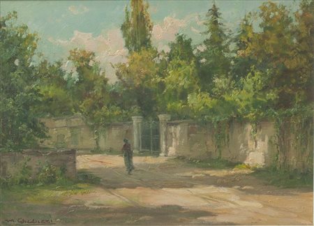 GHEDUZZI MARIO Crespellano (BO) 1891 - 1970 Torino "Strada di paese" 30x40...