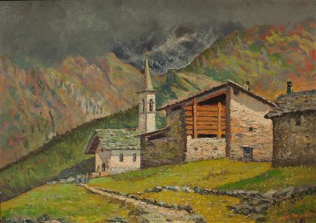 CAPPA LEGORA GIOVANNI Torino 1887 - 1980 Stresa "Pease alpino" 50x70 olio su...