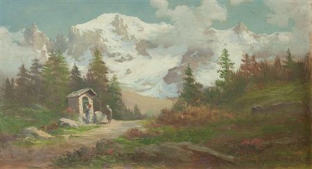 RODA LEONARDO Racconigi (CN) 1868 - 1933 "La Cappelletta di montagna" 28x47,5...