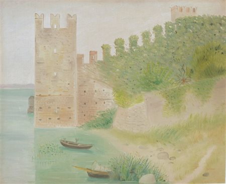 LILLONI UMBERTO Milano 1898 - 1980 "Castello a Sirmione" 1940 55x65 olio su...