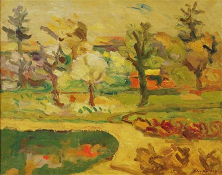 BIROLLI RENATO Verona 1905 - 1959 Milano "Paesaggio" 1942 58x70 olio su tela...