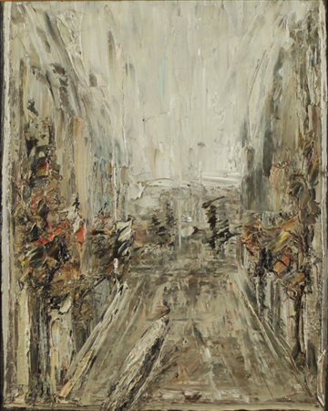 Giancarlo Ossola ( Milano 1935 – Milano 2015) Strada 1979 Dim.50x40 Olio su...