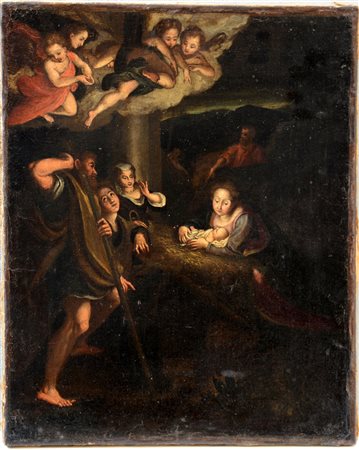Copia da Correggio del secolo XVII "Adorazione dei Pastori"olio su tela (cm...