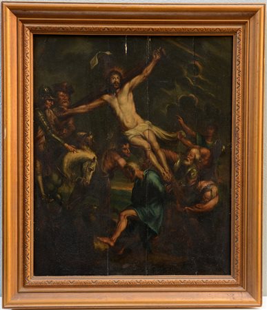 Maestro nordico del secolo XIX "Deposizione dalla croce"olio su tavola (cm...