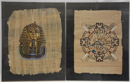 Lotto di due papiri egizi (cm 40x32)(difetti)
