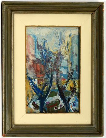 Moro Gino (Milano 1901 - 1977)"Paesaggio" olio su tela (cm 40x25) firmato in...