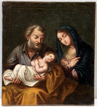 Maestro del secolo XVIII "Madonna e San Giuseppe con in braccio il bambino"...