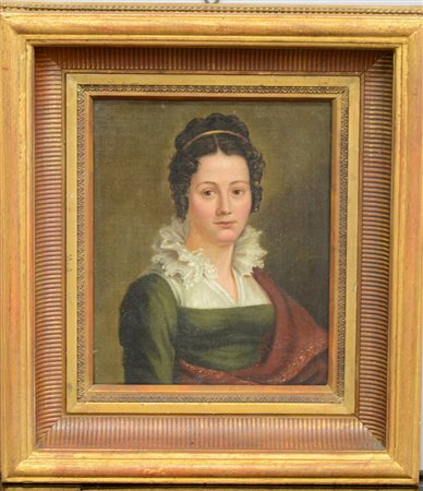 Ignoto "Ritratto di donna" olio su tela (cm 32x26) In cornice