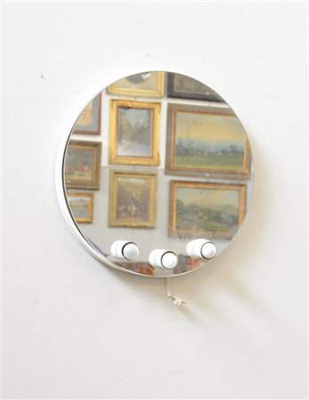Specchiera moderna tonda da bagno in metallo laccato (d. cm 60) (difetti)